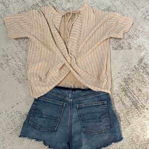 Women's Beige Twist Back Top